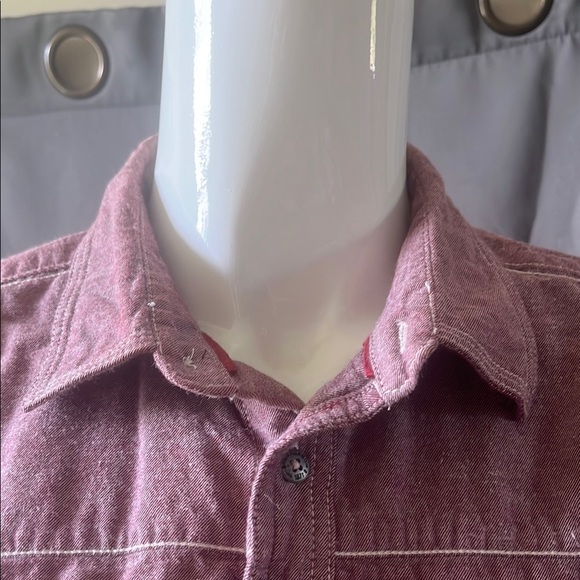 BTL 71 Men's Casual Button-Up Shirt - Maroon - Picture 7 of 12